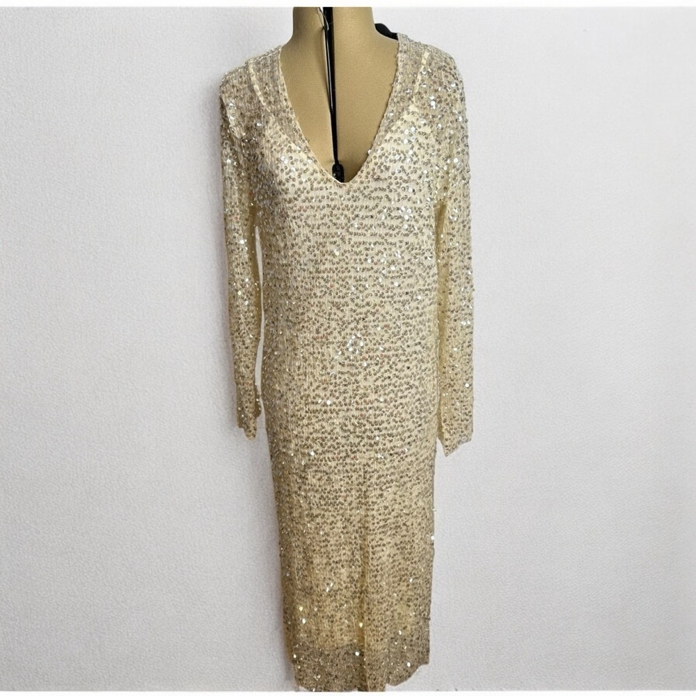 Zara champagne sequence maxi dress